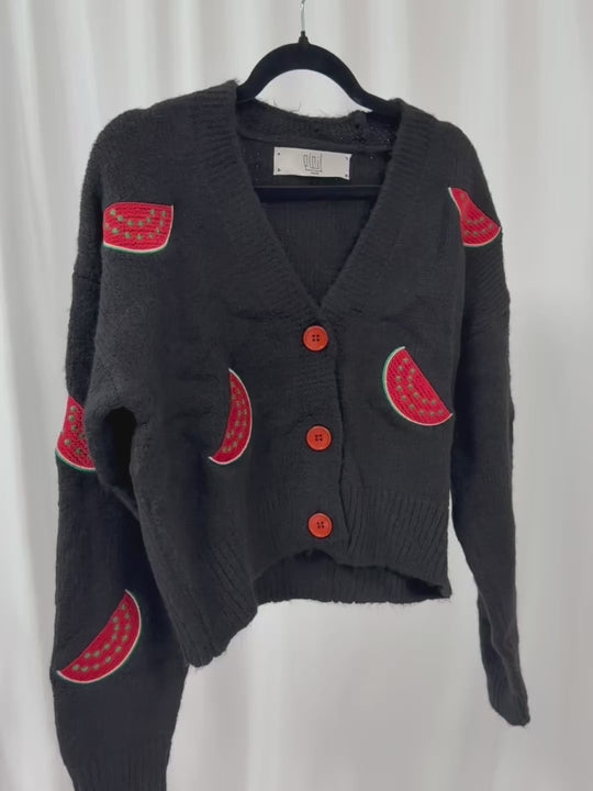 watermelon motif solidarity cardigan